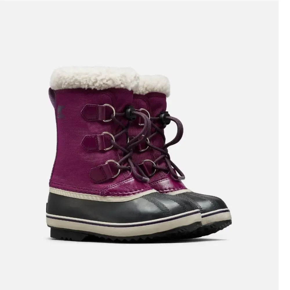 Sorel Youth Wild Iris Dark Plum Yoot Pac Nylon Snow Waterproof Boots Size 7